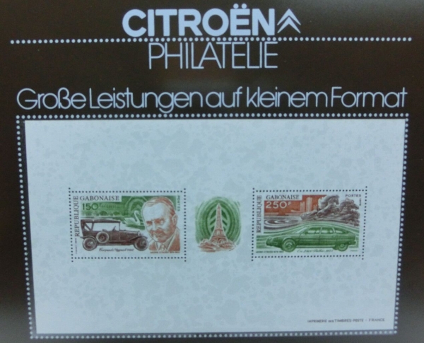 Citroen Philatelieset "Große Leistungen auf kleinem Format" 1976 original framed (4831)